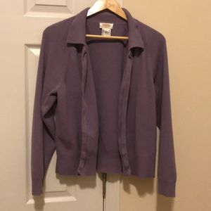 Talbots large purple long sleeve cardigan‎